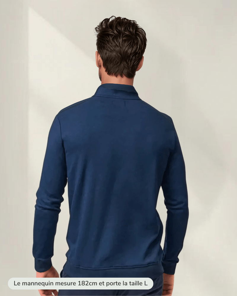 Pull demi-zip bambou bleu marine