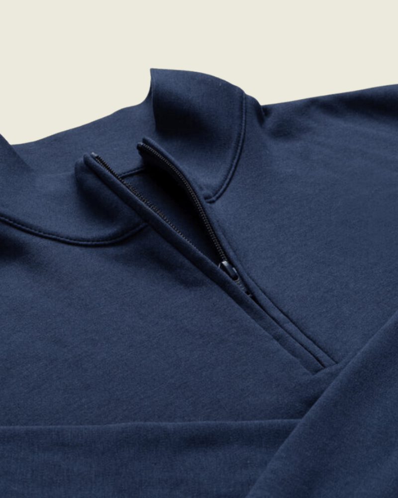 Pull demi-zip bambou bleu marine