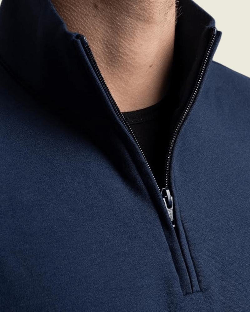 Pull demi-zip bambou bleu marine