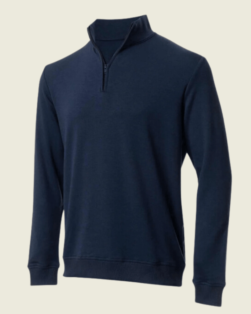 Pull demi-zip bambou bleu marine