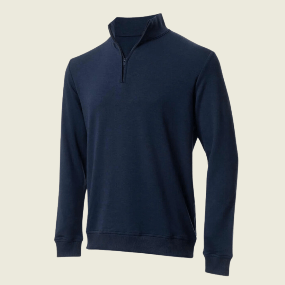 Pull demi-zip bambou bleu marine